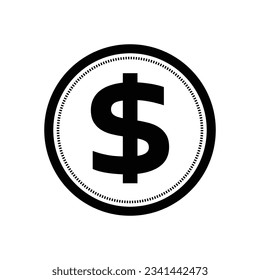 Dinero. Vector de iconos de línea. Sistema de pago. Monedas y signo de dólar aislado en fondo blanco. Diseño plano. Concepto de negocio.
