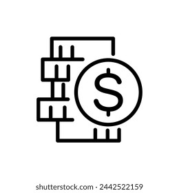 Dinero. Vector de icono de línea. Sistema de pago sobre fondo blanco