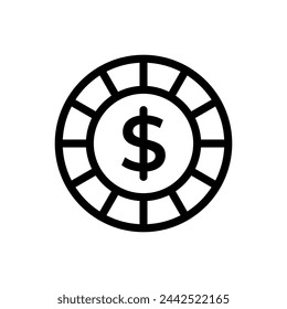 Dinero. Vector de icono de línea. Sistema de pago sobre fondo blanco