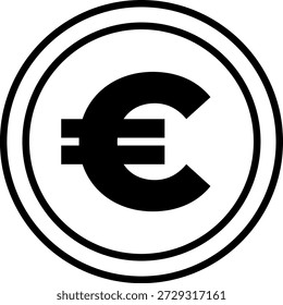 Money. Line Icon Vector. Payment system. 
Coins and euro cent Sign isolated on white background. 
Flat design style.