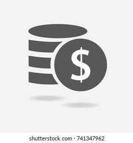 Money. Line Icon Vector. Payment system. Coins and Dollar cent Sign isolated on white background. Flat design style. Business concept.