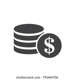Money. Line Icon Vector. Payment system. Coins and Dollar cent Sign isolated on white background. Flat design style. Business concept.