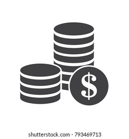 Money. Line Icon Vector. Payment system. Coins and Dollar cent Sign isolated on white background. Flat design style. Business concept.