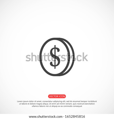 Money Line Icon Vector. Payment system. Coins and Dollar cent Sign isolated on white background Money Line Icon Vector. Flat design style. Money Line Icon Vector Business concept.
