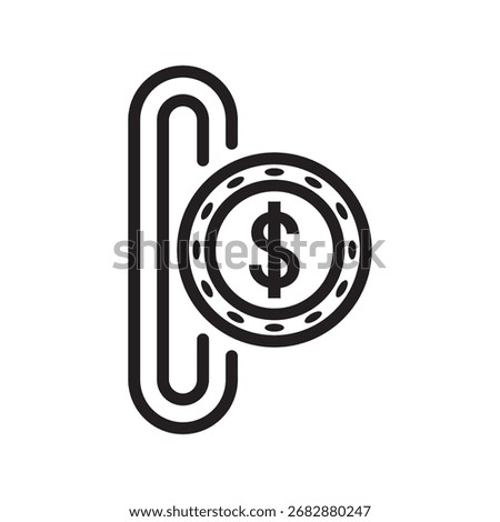 Money. Line Icon Vector. Payment system. Coins and Dollar cent Sign isolated on white background. Flat design style. Business concept.