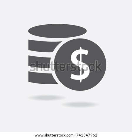 Money. Line Icon Vector. Payment system. Coins and Dollar cent Sign isolated on white background. Flat design style. Business concept.