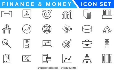 Money line icons. Set of Banking, Wallet and Coins icons. Credit card, Currency exchange and Cashback money service. Euro and Dollar, Cash wallet, exchange. Banking credit card, atm payment. Vector