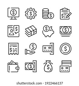 Money line icons set. Modern graphic design concepts, simple outline elements collection. Vector line icons