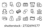 Money line icons set vector illustration. Editable stroke