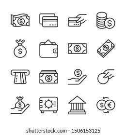 Money Line Icons Set Vector Illustration