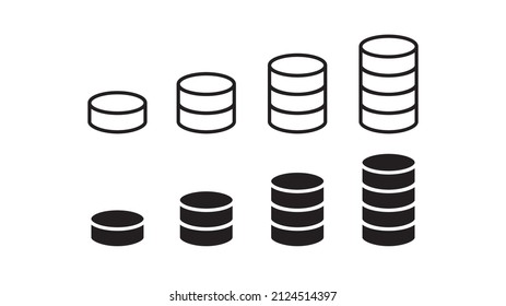 Money. Line icons set vector. Payment system. Coin signs isolated on white background. Flat design style.