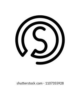 Money. Line outline Icon Vector. Coins Dollar cent Sign. isolated on white background. Flat design style