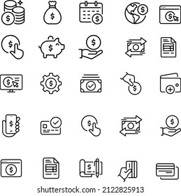 Money line vector icon set