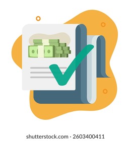Money loan document icon vector, financial payment proof receipt info graphic modern illustration, cash deposit slip safety guarantee, success currency transaction processed approved, budget policy
