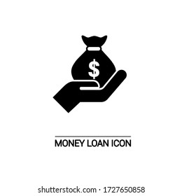 Money loan icon. Black solid basic icon.