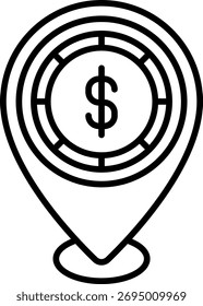 Ícone de Localização Monetária: Símbolo de Navegação Financeira