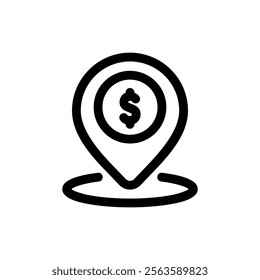 Money Location Icon Line Style Design Finance Vector Illustration