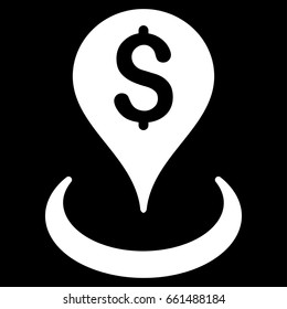 Money Location vector icon. Flat white symbol. Pictogram is isolated on a black background. Designed for web and software interfaces.