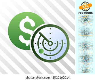Money Locator gradient pictograph with 7 hundred bonus bitcoin mining and blockchain graphic icons. Vector illustration style is flat iconic symbols designed for bitcoin websites.