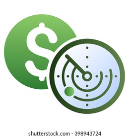 Money Locator vector toolbar icon for software design. Style is a gradient icon symbol on a white background.