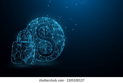 Money lock icon. Dollar coin with lock. Safety and insurance money concept