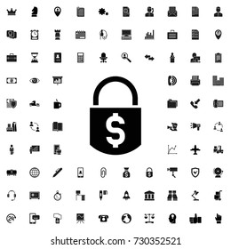 Money lock icon. set of filled company icons.
