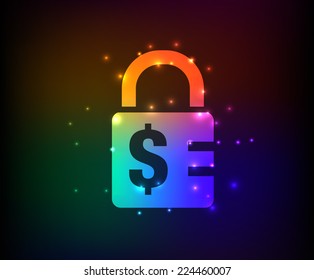 Money locked symbol,rainbow vector