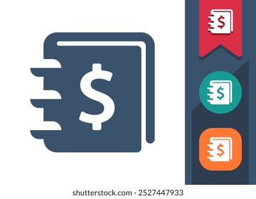 Money Log, Ledger, Accounting Icon. Professional, pixel perfect icon. EPS 10 format.