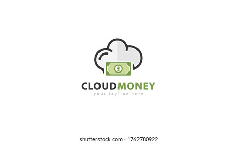 Diseño del logotipo del dinero combinado con la nube. vector