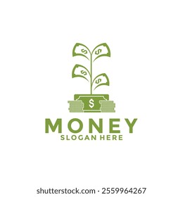 Money logo design vector. Growth Plant Money logo vector template
