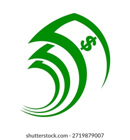 Diseño de Logo de Dinero. Vector del logotipo del dinero. Logotipo del dinero.  Diseño ilustrativo para los conceptos de dinero, riqueza, inversión y finanzas. Plantilla lista para usar.