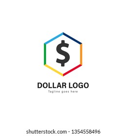 Money logo template design. Money logo with modern frame isolated on white background