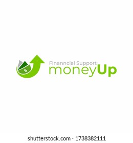 Money logo vector design. Cashback service logo template. Business and finance icon. Money with arrow up. Currency. Financial support