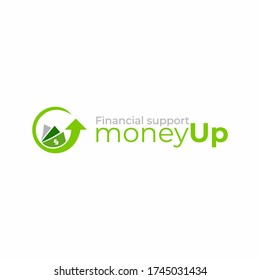 Money logo vector design. Cashback service logo template. Business and finance icon. Money with arrow up. Currency. Financial support