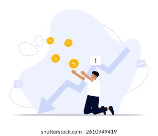 Money loss concept illustration. Suitable for landing page, ui, web, App intro card, editorial, flyer, and banner.