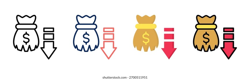 Money Loss icon set multiple style collection