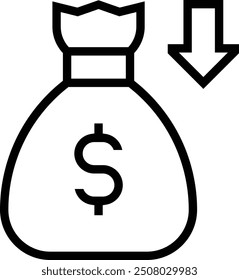 money loss icon. Thin linear style design isolated on white background