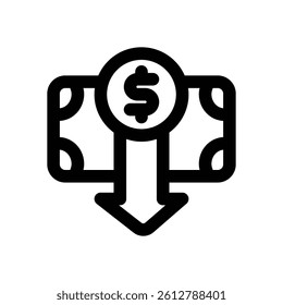 money loss line icon. Clean and minimalist vector icon for websites, mobile apps, presentations, and logos. Fully scalable and customizable for any project.