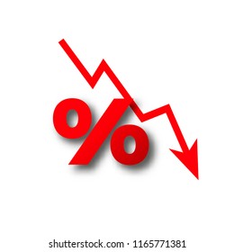 money loss more than zero percent fall vector