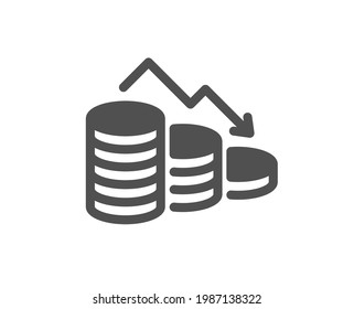Money loss simple icon. Financial crisis sign. Business bankruptcy symbol. Classic flat style. Quality design element. Simple money loss icon. Vector