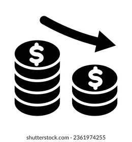 Money Loss Vector Glyph Icon For Personal And Commercial Use.
