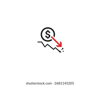 ilustração de design de ícone de vetor de perda de dinheiro