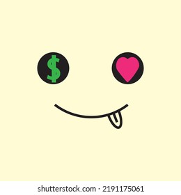 money and love expression, vector logo icon