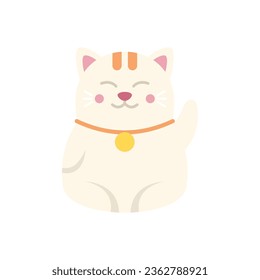 Money lucky cat icon flat vector. Neko maneki. Gold toy isolated