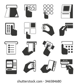 money machine icons, atm, payment, cash register, bill counter icons