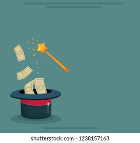 money and magic wand vector