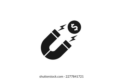 Money magnet dollar coins vector icon, Earning money icon