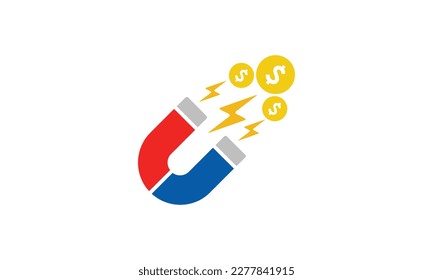 Money magnet dollar coins vector icon, Earning money icon