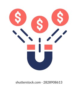 Money Magnet Icon Element for Design