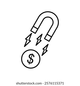 money magnet icon, simple flat style, pictogram logo symbol vector illustration, isolated on white for mobile app